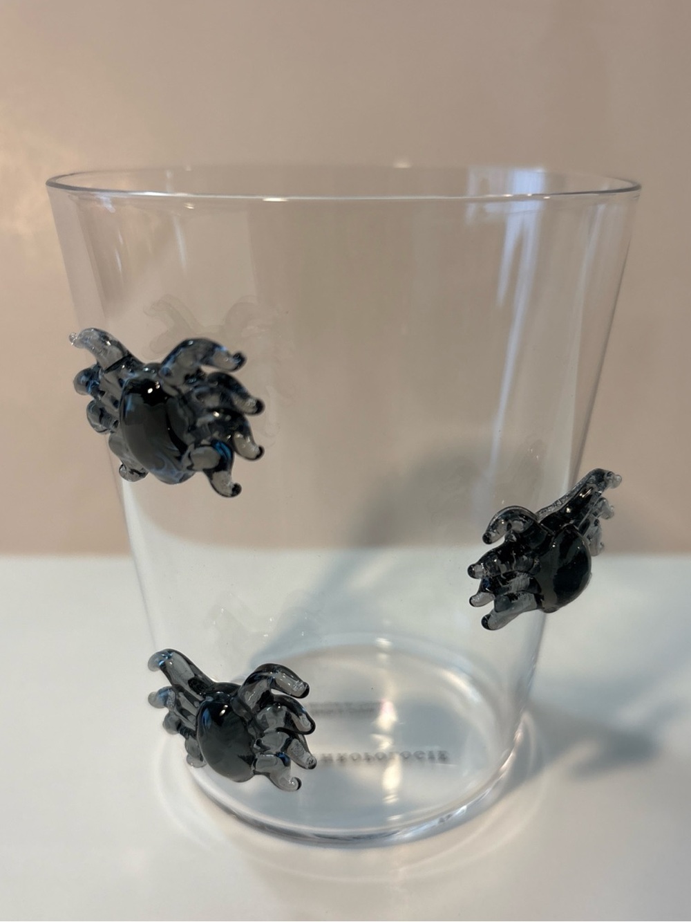 Anthropologie 3D Halloween Icon Borosilicate Juice Glass Spiders 14oz NEW